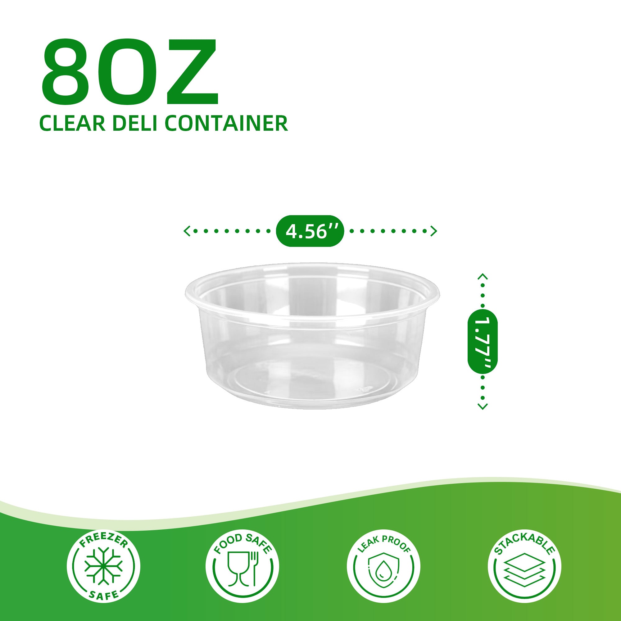 8 oz Clear Heavy-Duty PP Deli Containers (Base Only) — 500/Case