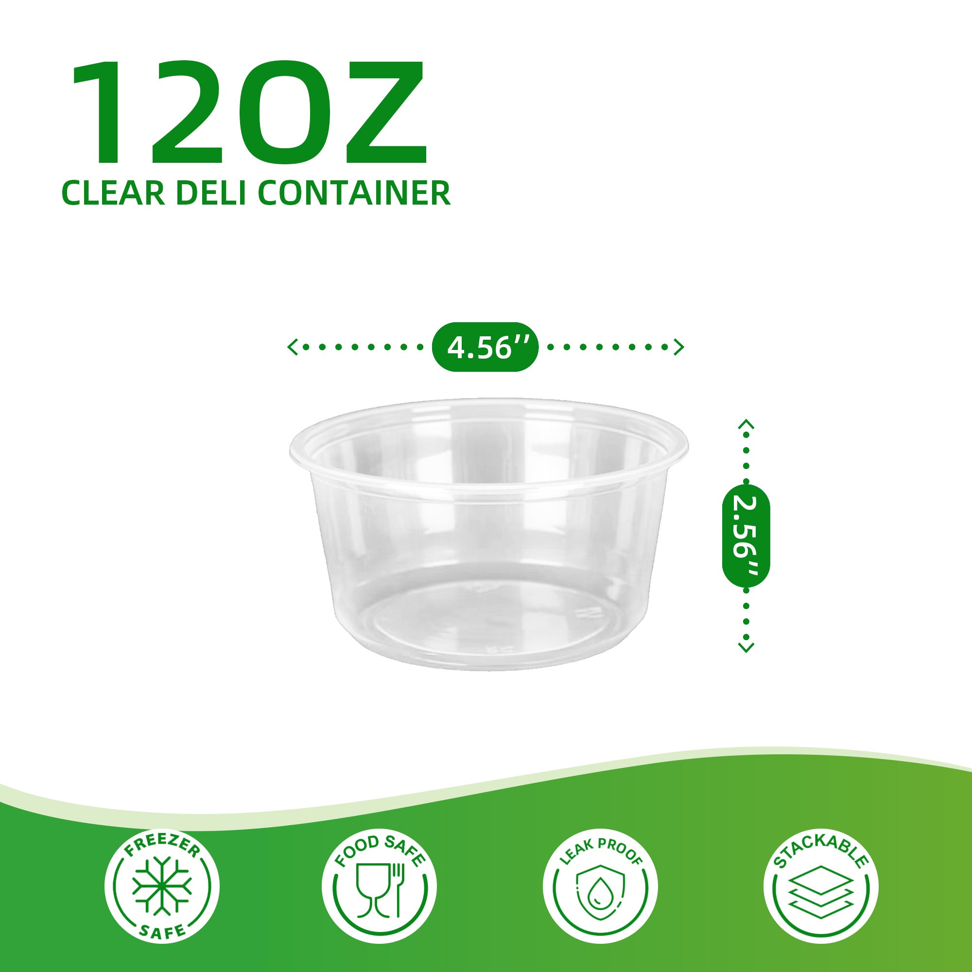 12 oz Clear Heavy-Duty PP Deli Containers (Base Only) — 500/Case
