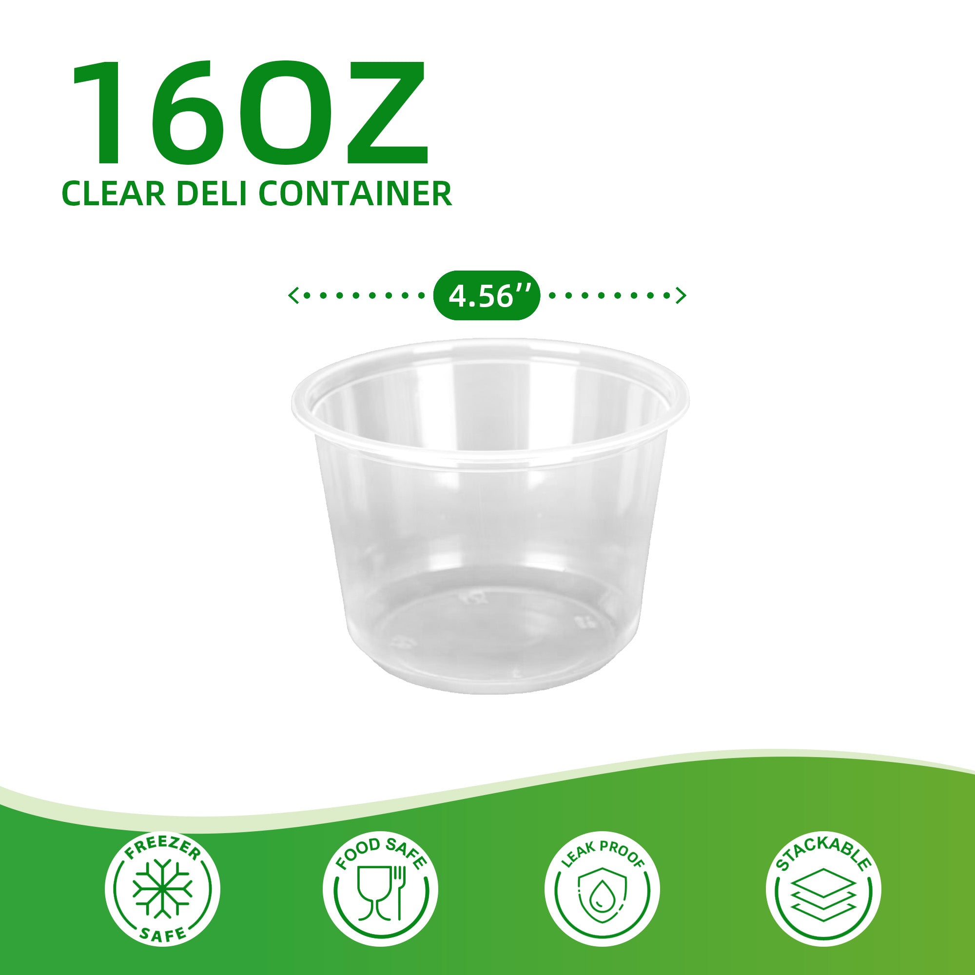 16 oz Clear Heavy-Duty PP Deli Containers (Base Only) — 500/Case