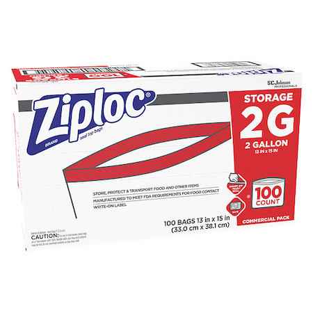Ziploc 2 gal Clear Resealable Food Storage Bags (13" x 15") — 100/Pack
