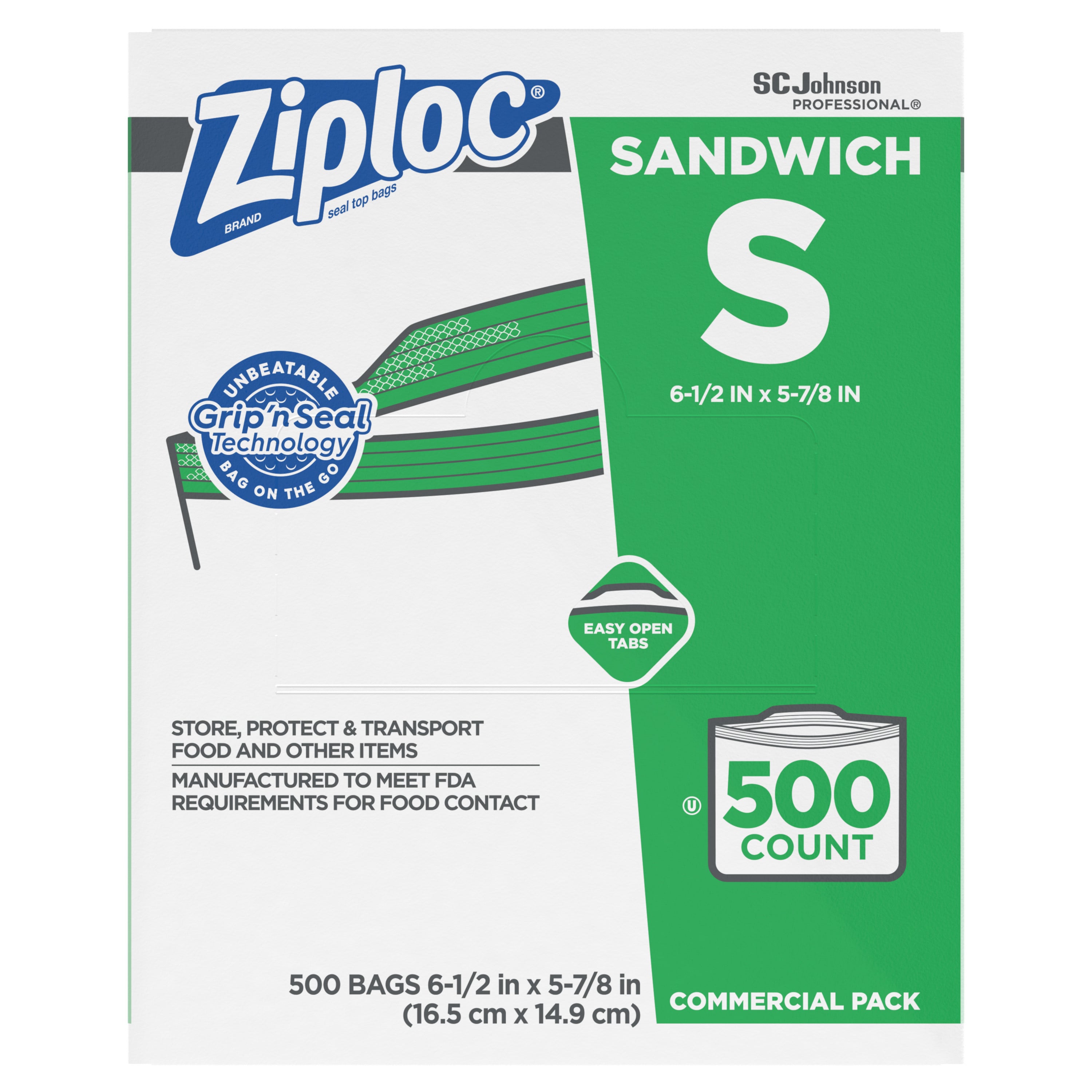 Ziploc 6.5" x 5.87" Clear Resealable Sandwich Bags — 500/Pack