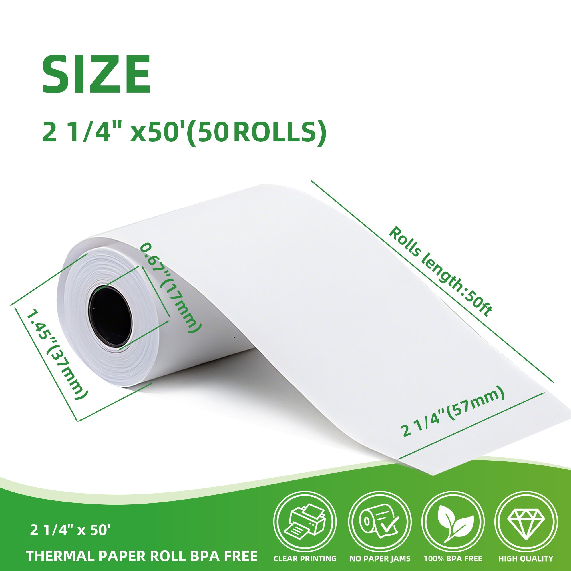 Thermal Paper Rolls — 50 Rolls/Pack