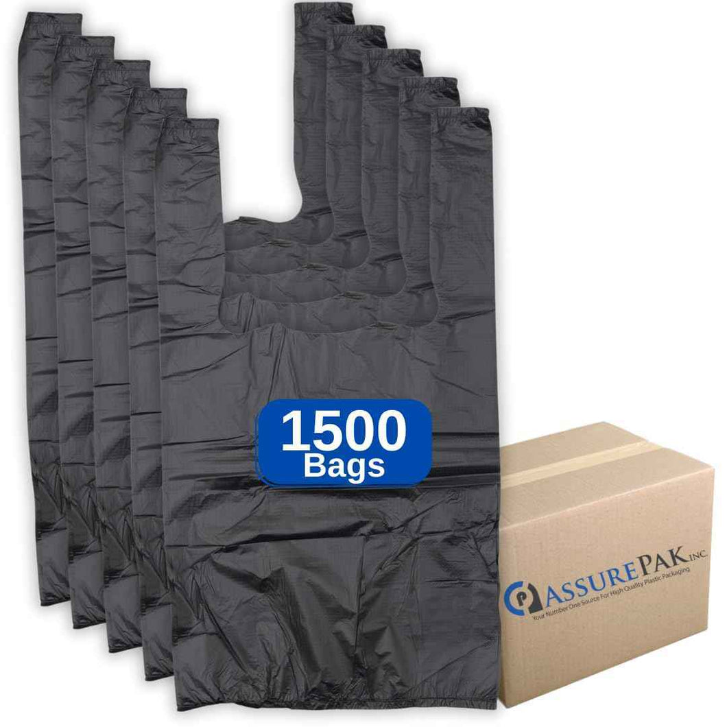 6" x 4" x 15" Black T-Shirt Bags (13 Micron) — 800/Pack