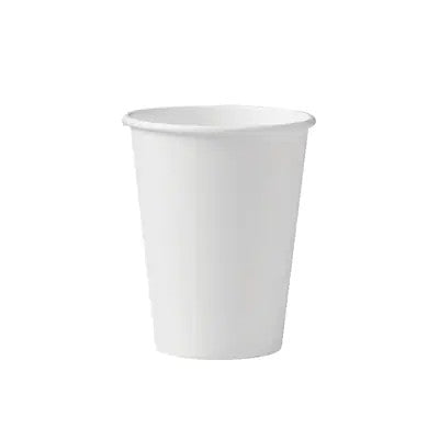 12 oz White Single-Wall Paper Hot Cups — 1,000/Case