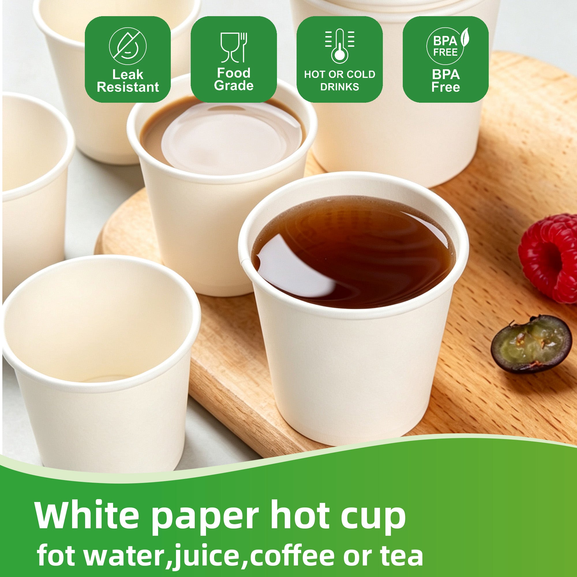 4 oz White Single-Wall Paper Hot Cups — 2,000/Case