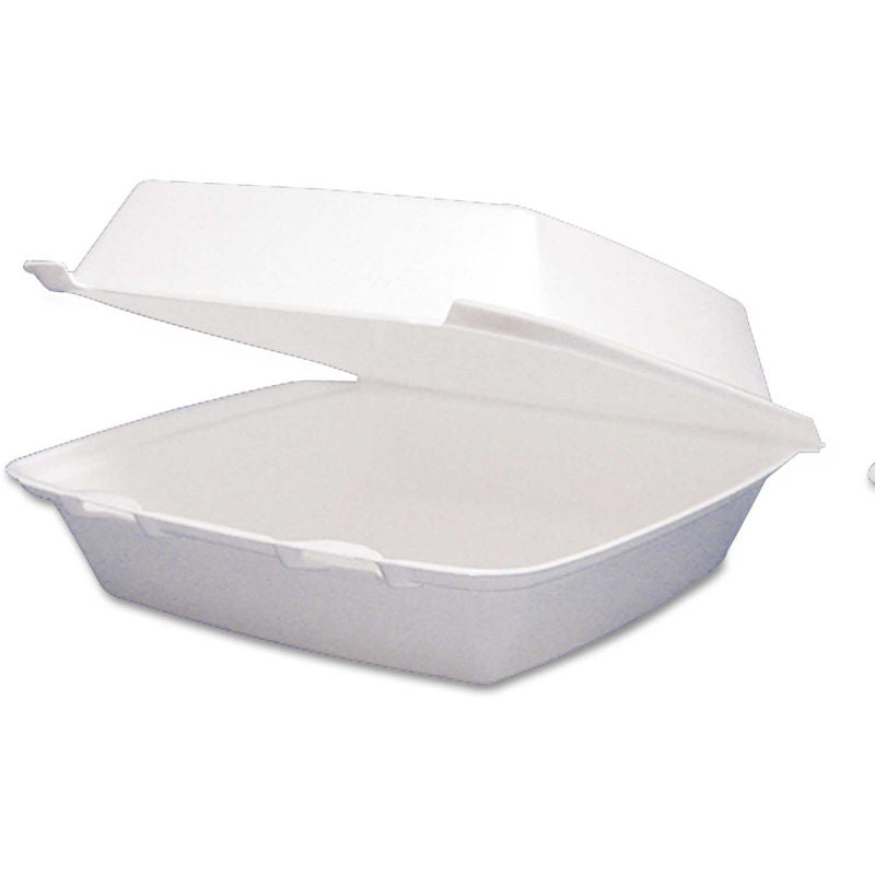 9" x 9" White Foam Takeout Containers — 200/Case
