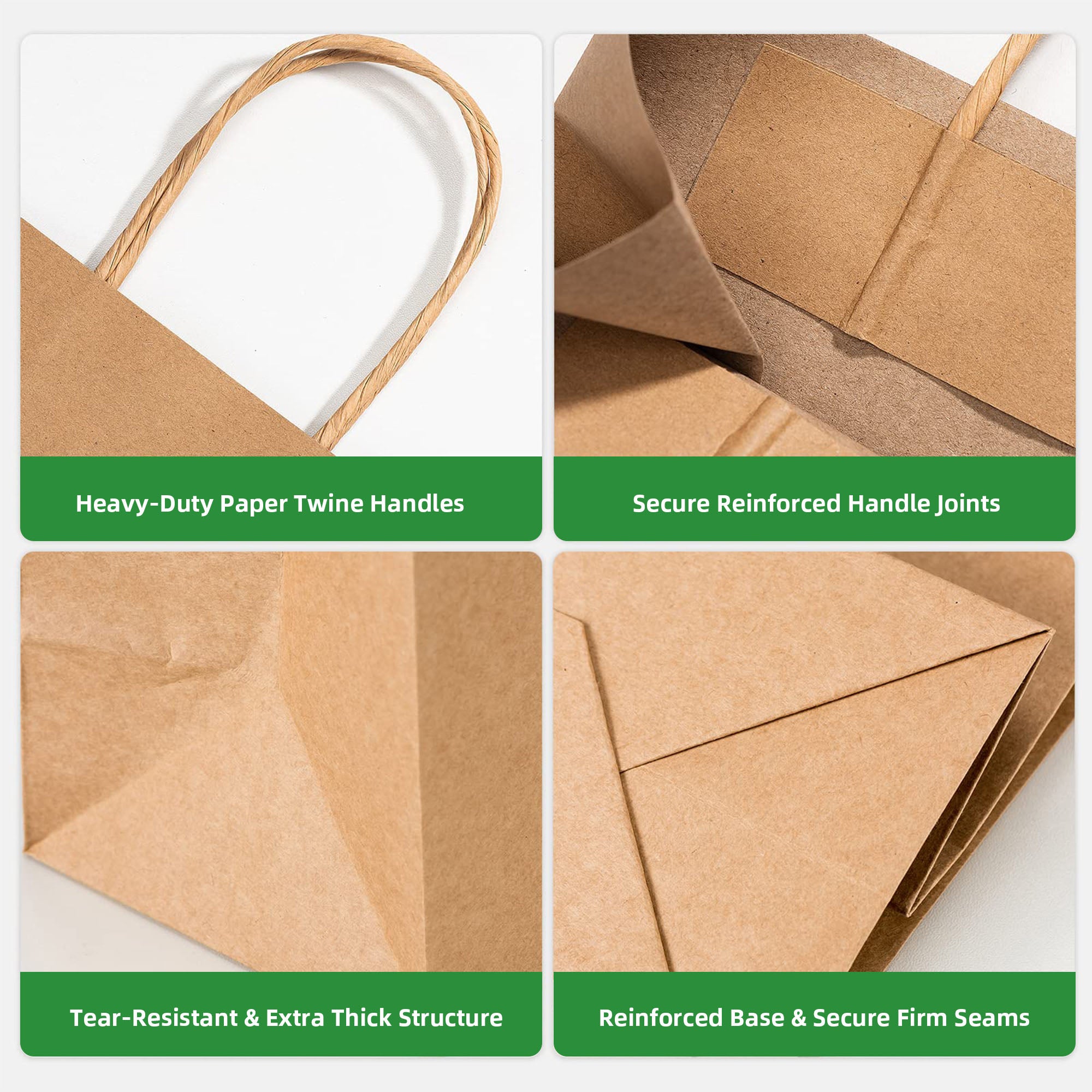 10" x 6.75" x 12" Brown Kraft Shopping Bags — 250/Case